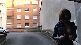 Emotional First Time Flashing Boobs and Ass Naked in French Street Part 2