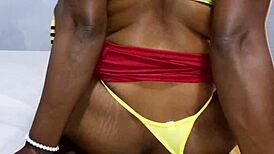 Sexy woman begs daddy to fuck her big black cock.