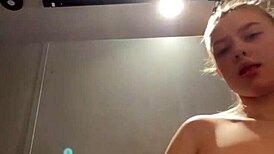 Big dildo pounds shaved pussy and ass