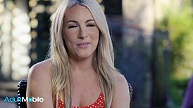 During the holiday, the blonde with big tits enjoyed licking and deepthroating before cumming