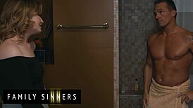 Family Sinners - Slutty Step Daughter Enjoys Teasing Her Step Dad And Having Him Fuck Her Pussy In Doggy