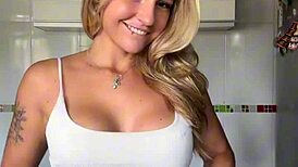 Novinha loves showing off her pierced nipples and big ass