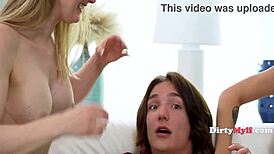 the virgin guy discovers his step family is full of taboo desires with hardcore group intimacy and kissing