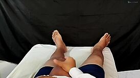 Fat amateur gets excited thinking of ex-girlfriend and masturbates with hand covered in cum while wife unaware