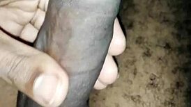 Masturbating with my big black cock balls!