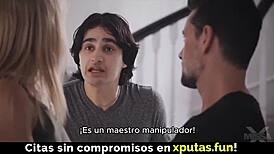 Two guys double penetrate hot blonde spanish sub 🔥