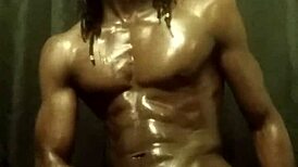 bbc bodybuilder strokes oiled cock solo