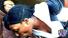 Swallowing daddy's cock in my car while in a bear suit.