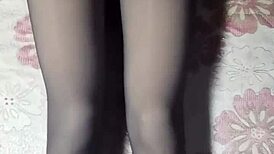 Asian Ladyboy Masturbates in Pantyhose