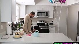 step daughter gets on her knees and starts blowing her stepdad in familyorgasm