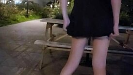 Shemale Ting Xuan gets exposed in the community garden with heels!