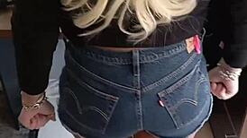 I am wearing sexy shorts with tan lines