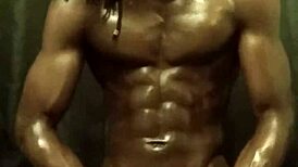 bbc bodybuilder strokes oiled cock solo