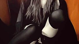 A beautiful shemale masturbates quietly in private.