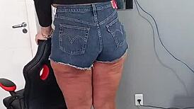 I am wearing sexy shorts with tan lines