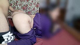 सुपर हॉट स्टेपसिस्टर वेडिंग ड्रेस में बेंट ओवर