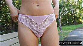 American Blonde Pornstar Strips Naked Outdoors on Street