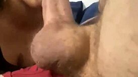 babe sucks husband's big cock in monster blowjob