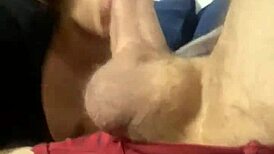 babe sucks husband's big cock in monster blowjob