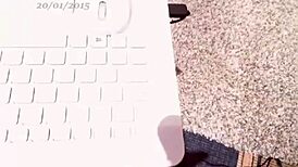 Blonde teen 18+ with big ass and glasses plays with dildo on webcam.