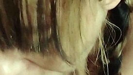 Amateur Wife Practices Deepthroat Blowjob and Tit Play in Homemade Close-Up Scene