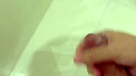 horny shower with naked bathing and monster cock