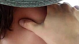 hot stepmom teases and blows in public