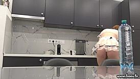 tall latvian redhead lilly shows ass and tits in kitchen 😍