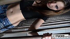 lily fingers her wet pussy while detained in jail