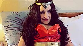 A Modern Justice League Blowjob in Fishnets and Corset