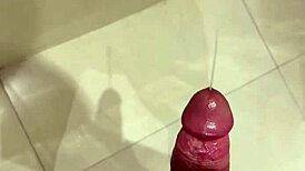 horny shower with naked bathing and monster cock