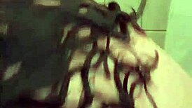 big boob mama showering washing hair & shaving