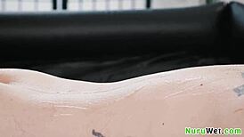 busty blonde teen summer vixen prepares tommy pistol for nuru massage.