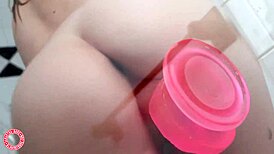 Shower time samantha rone pounds her pink toy