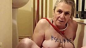 Slave Eats from Bowl in Humiliation BDSM Scene