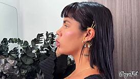 sayafit seduces boyfriend with butt plug in big ass, squirting everywhere