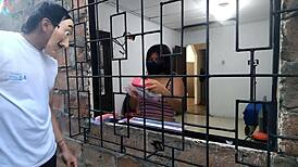 horny woman accepts sex toys from salesman and masturbates in lingerie