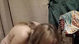 Slave Worships Dominatrix with Dildo and Tits!