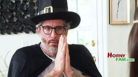 Teen Fucks Father-In-Law Before Thanksgiving Feast with Taboo Family