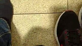 Getting naked and masturbating in public toilet.