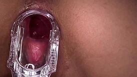 Is that wet pussy squirting so much during hardcore fucking with big tits and shaved hairless body?