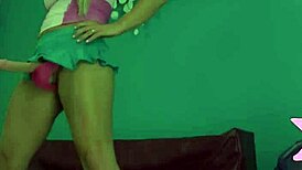 watch this busty trans jerk her rod solo