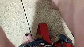 Getting naked and masturbating in public toilet.