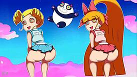 teenage powerpuff girls throwing it back in thong