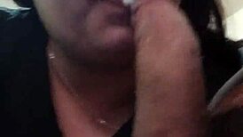 Masked Latina BBW Sloppily Deepthroats Her Favorite Big Black Cock.