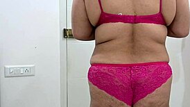 Bikini girl feels pleasure giving handjob to husband