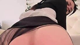 petite wednesday addams bounces big ass on dildo