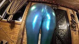 She gives deep blowjob and cum play on cameltoe