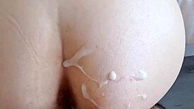 This curvy babe has quick sex before bedtime, doggystyled with cum covering her ass.