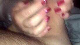 Wife Gives a Hand in the Trim Session